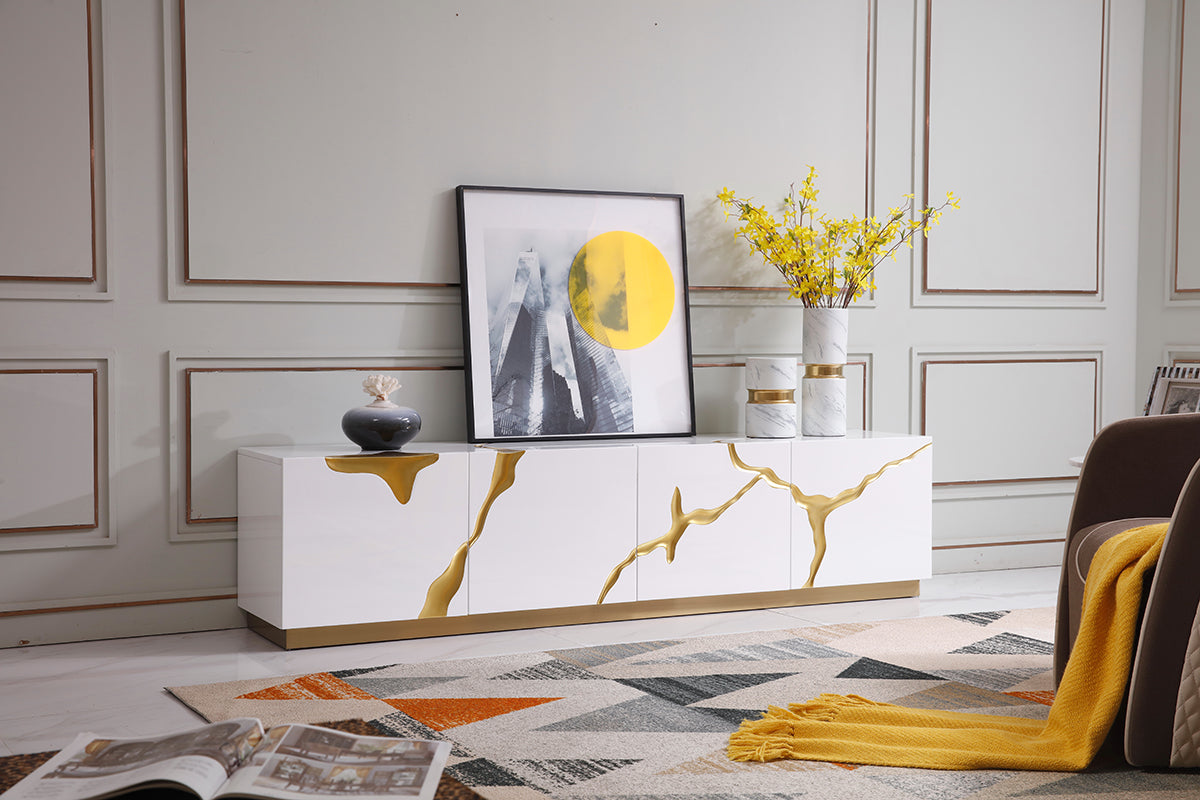 Aspen Modern White & Gold TV Stand - image 4