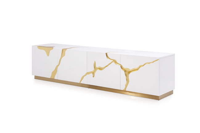 Aspen Modern White & Gold TV Stand