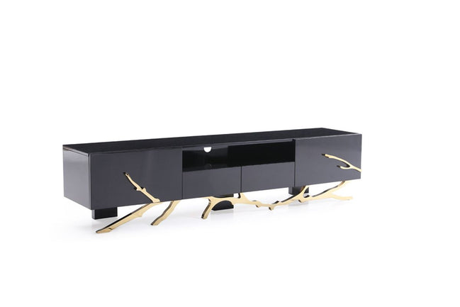 Legend Modern Black & Champagne Gold 87" TV Stand
