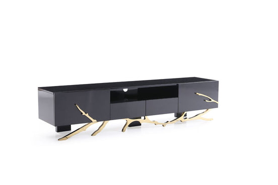 Legend Modern Black & Champagne Gold 87" TV Stand