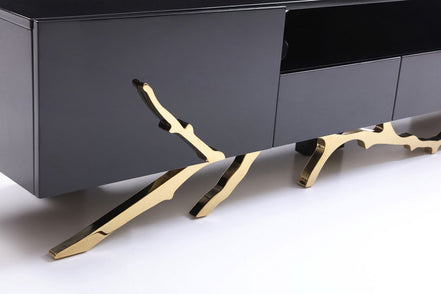 Legend Modern Black & Champagne Gold 87" TV Stand - image 4