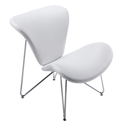 Decatur Mid-Century White Leatherette Accent Chair