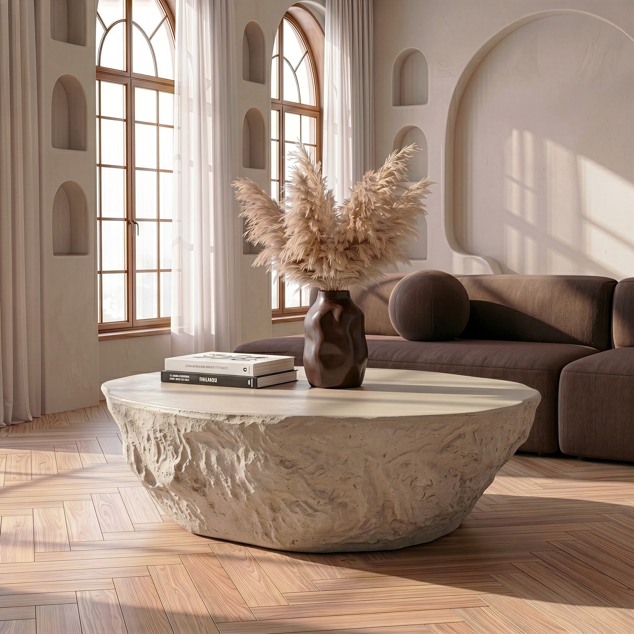 Tyrel - Modern Beige Concrete Coffee Table - image 3