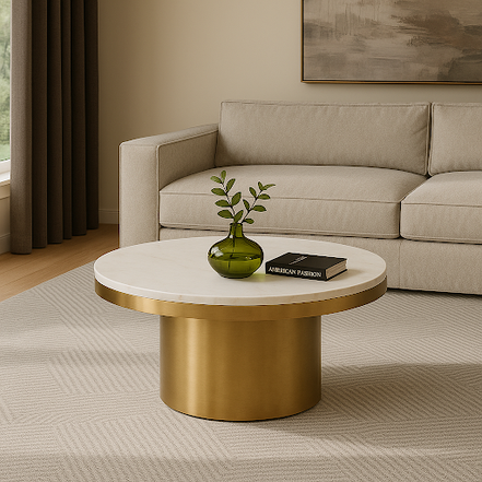 Rocky - Glam White & Gold Coffee Table - image 5