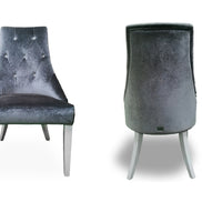 Charlotte - Grey Velour & White High Gloss Dining Chair (Set of 2) - image 3