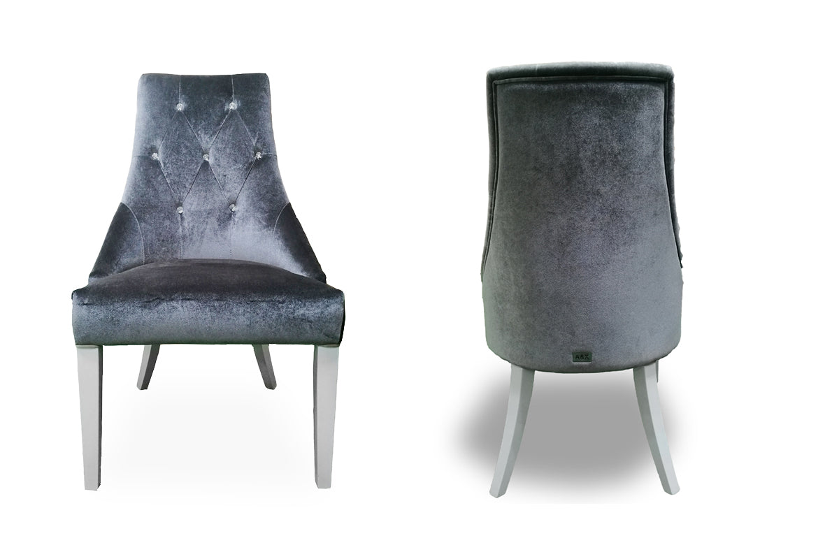Charlotte - Grey Velour & White High Gloss Dining Chair (Set of 2) - image 3
