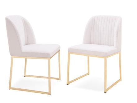 Muir - Modern White Sherpa Dining Chair (Set of 2) - image 2