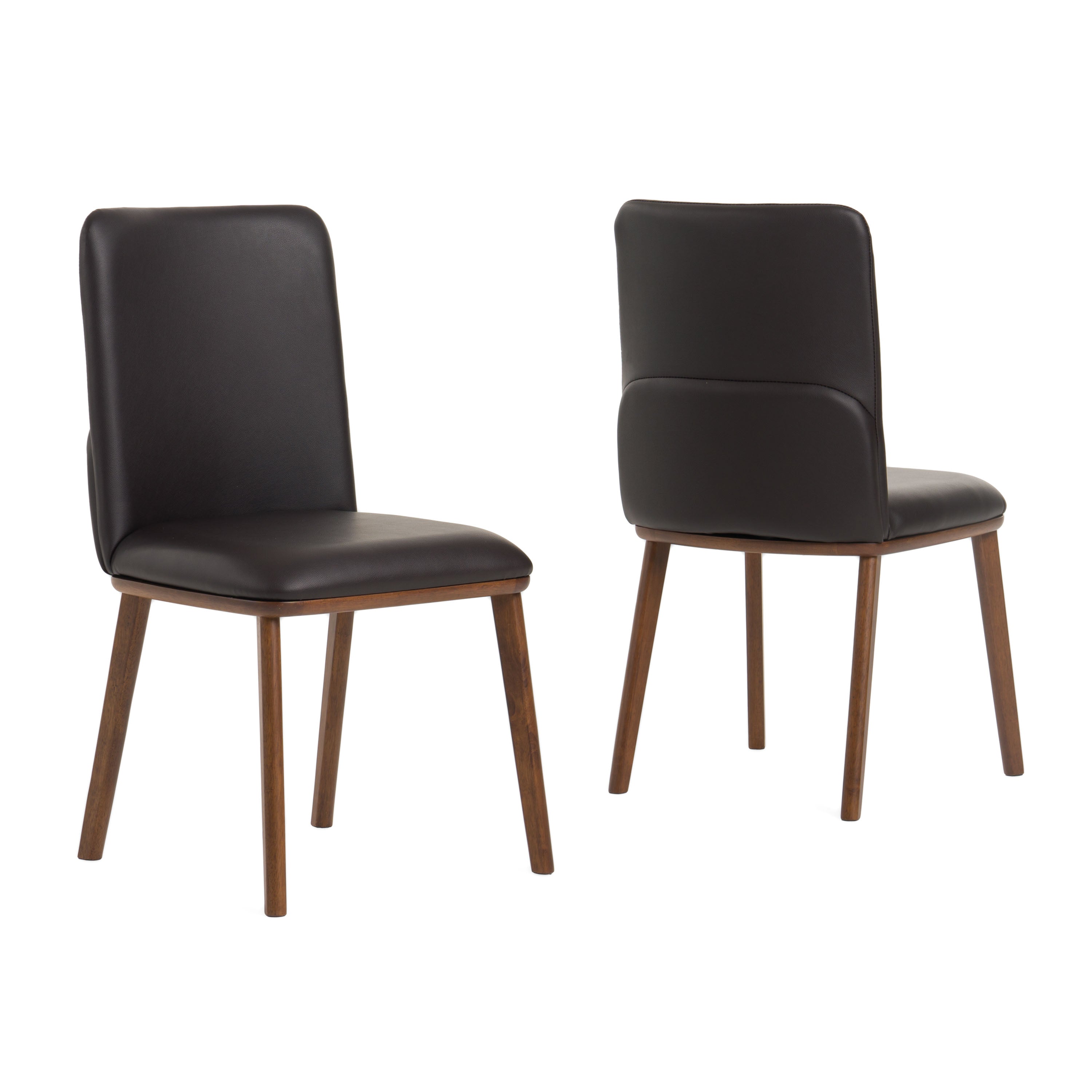 Utah - Modern Walnut and Brown Eco-Leather Dining Chair- Set of 2 - image 3