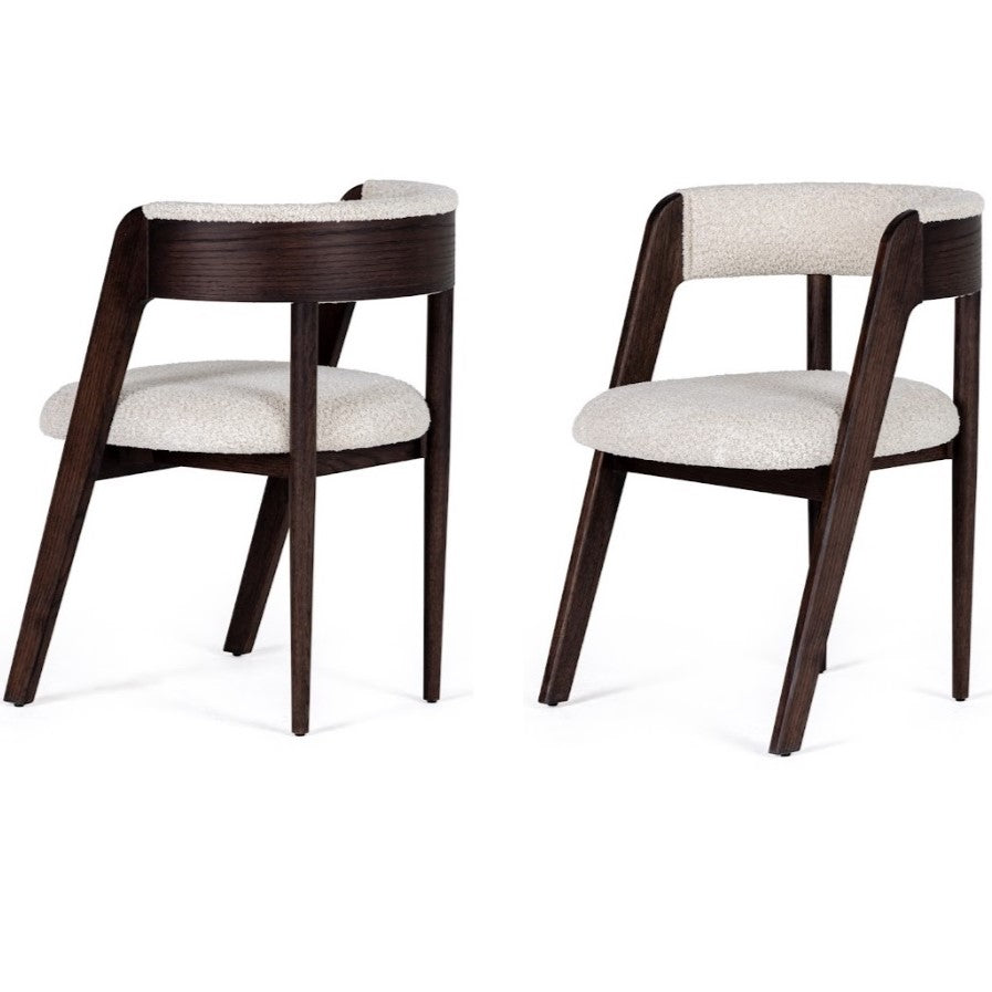 Vegas - Modern Cream Fabric + Walnut Oak Dining Chair (Set of 2) - image 3