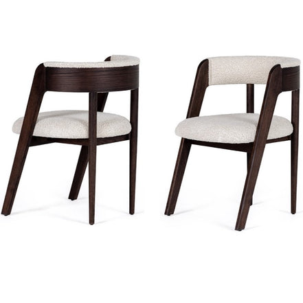 Vegas - Modern Cream Fabric + Walnut Oak Dining Chair (Set of 2) - image 3