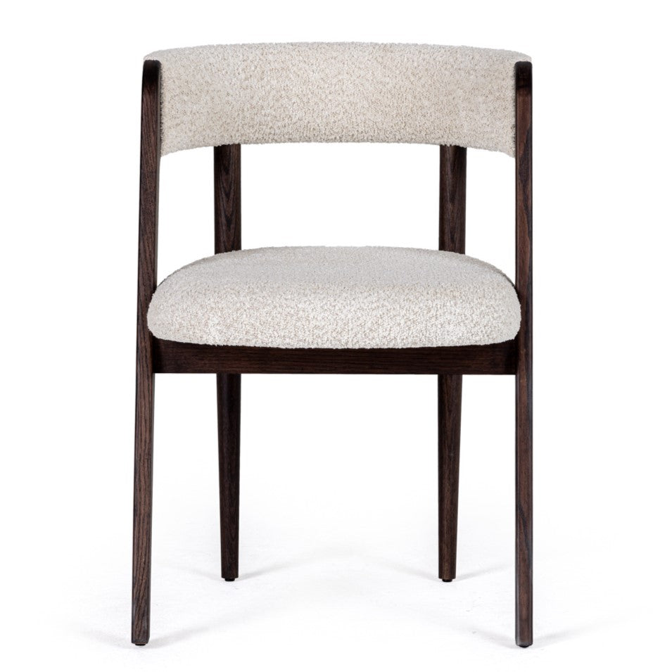 Vegas - Modern Cream Fabric + Walnut Oak Dining Chair (Set of 2) - image 4