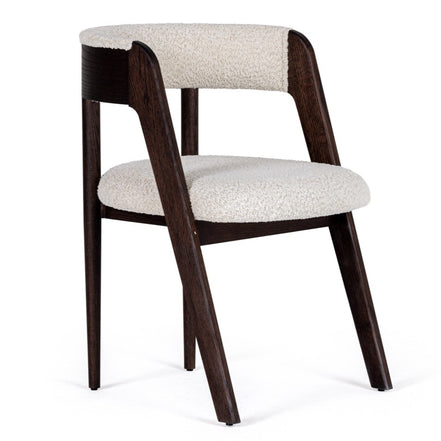 Vegas - Modern Cream Fabric + Walnut Oak Dining Chair (Set of 2) - image 2