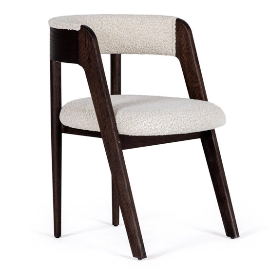 Vegas - Modern Cream Fabric + Walnut Oak Dining Chair (Set of 2) - image 2