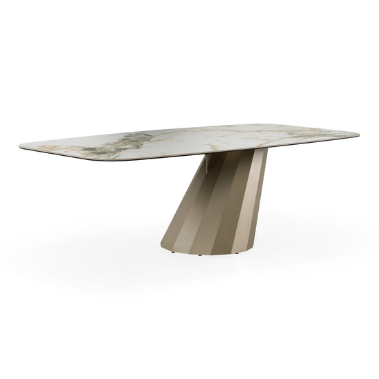 Vela - Modern Ceramic + Brass Dining Table - image 2