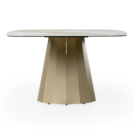 Vela - Modern Ceramic + Brass Dining Table - image 3