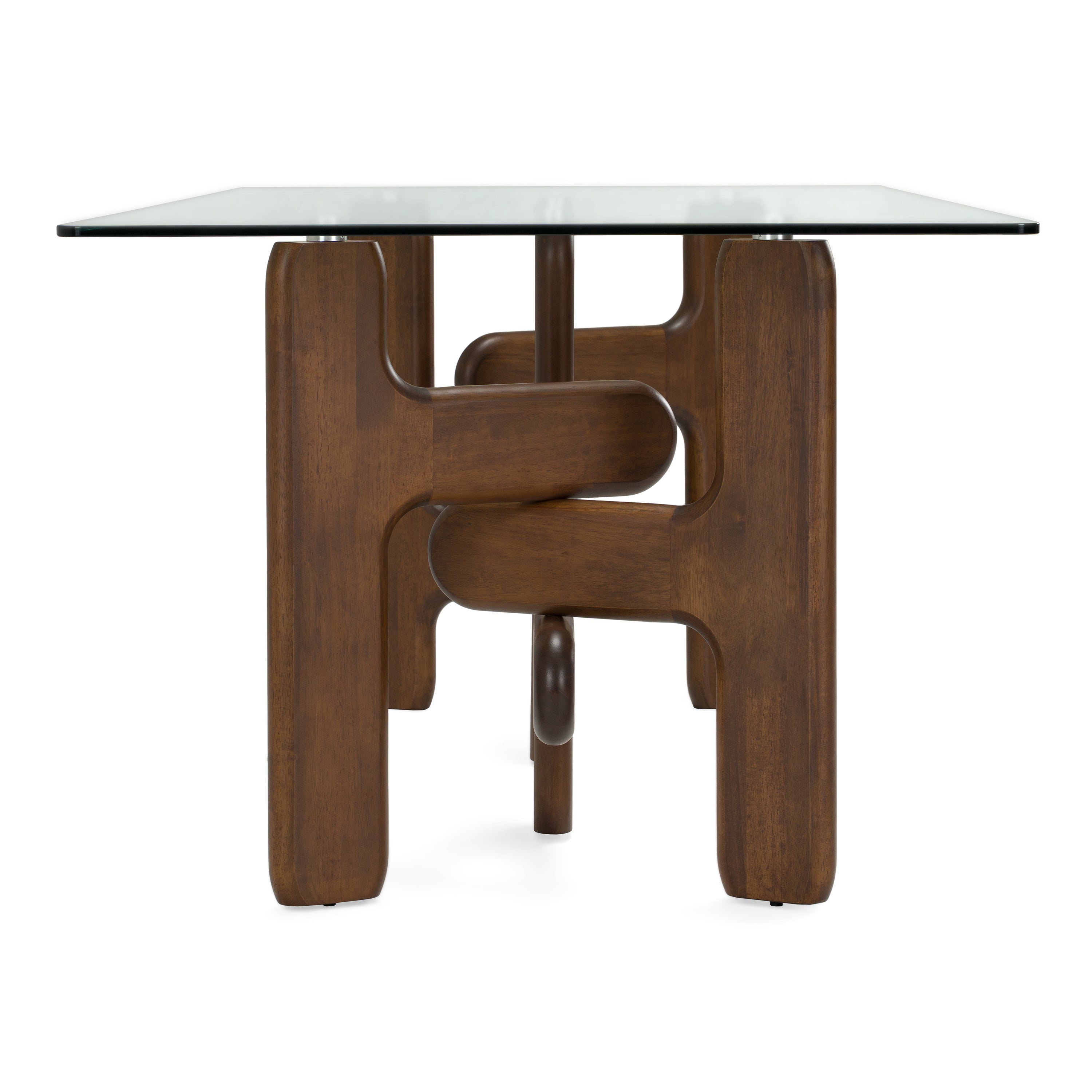 Velshi - Modern Glass + Walnut Rectangular Dining Table - image 2