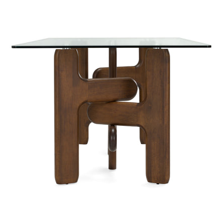 Velshi - Modern Glass + Walnut Rectangular Dining Table - image 2