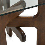 Velshi - Modern Glass + Walnut Rectangular Dining Table - image 3