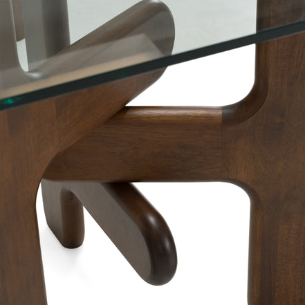 Velshi - Modern Glass + Walnut Rectangular Dining Table - image 3