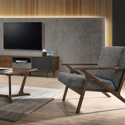Candea - Mid-Century Walnut and Grey Accent Chair
