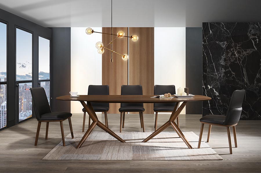 Utah - Modern Walnut and Brown Eco-Leather Dining Chair- Set of 2 - image 2