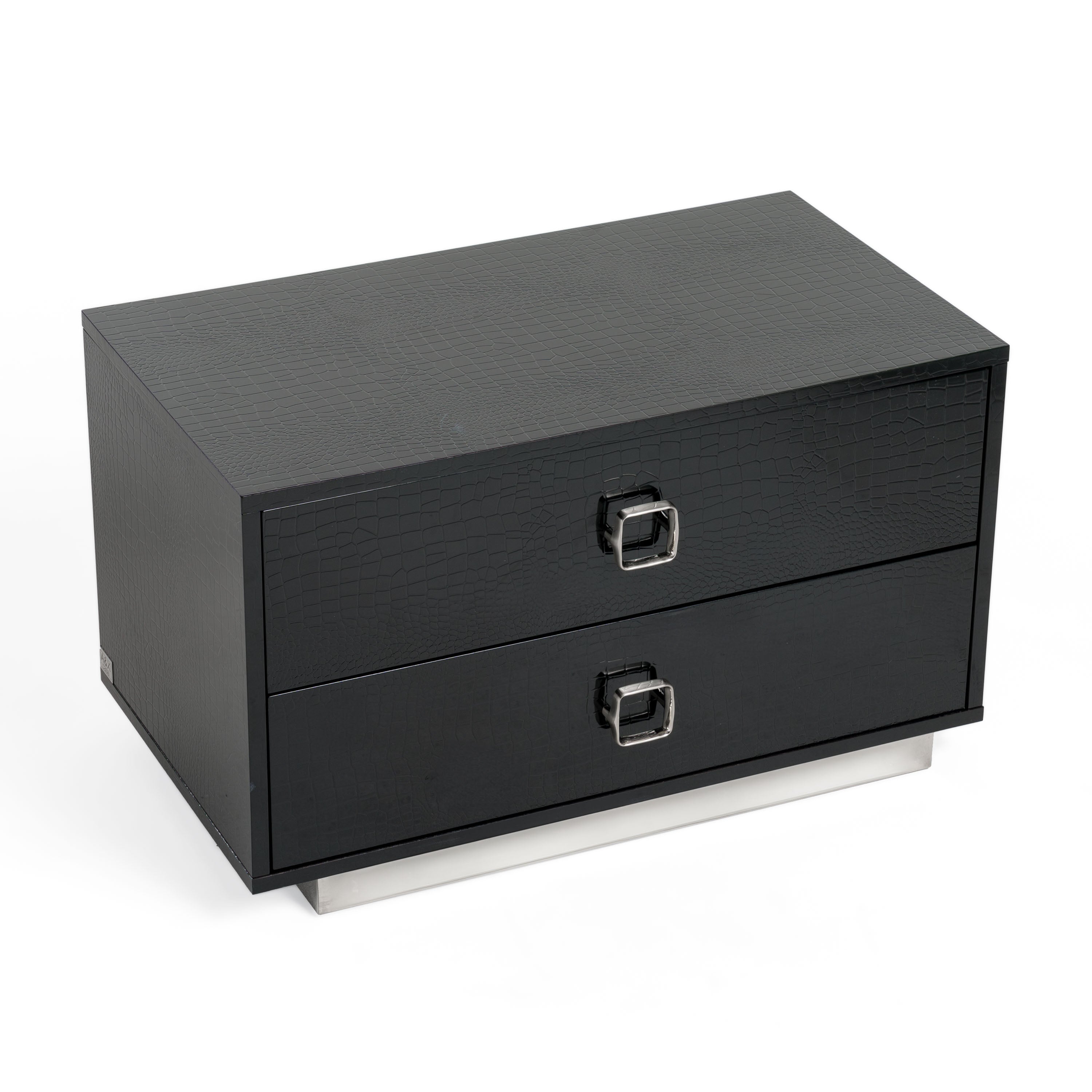 Victoria Modern Black Crocodile Nightstand - image 2
