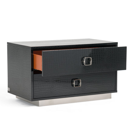 Victoria Modern Black Crocodile Nightstand - image 3