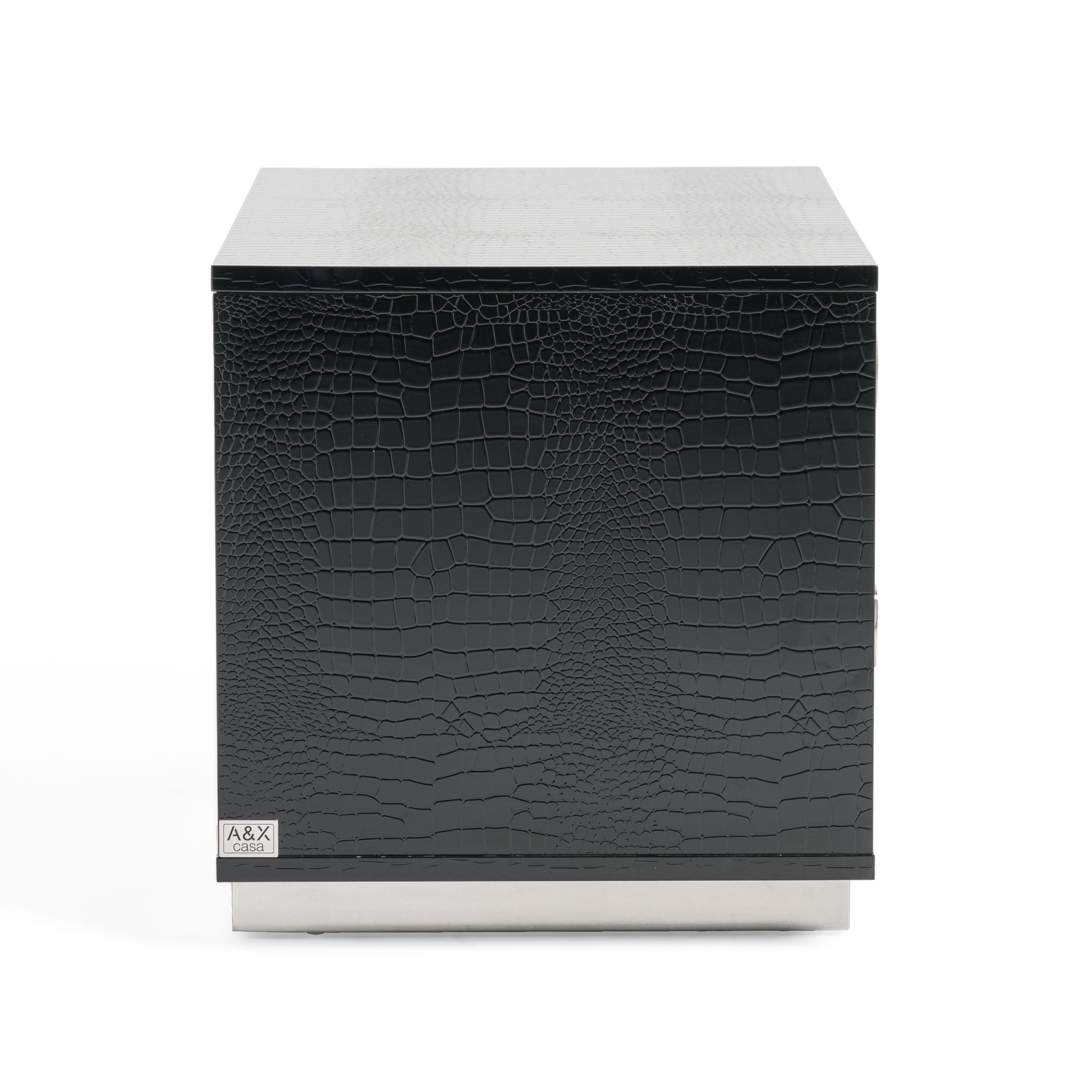Victoria Modern Black Crocodile Nightstand - image 4