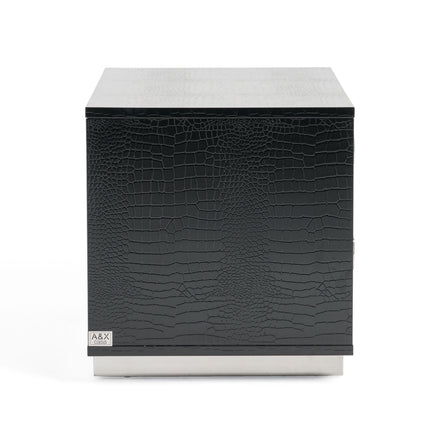 Victoria Modern Black Crocodile Nightstand - image 4