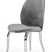 Vince - Glam Grey Velvet Dining Chair Set of 2