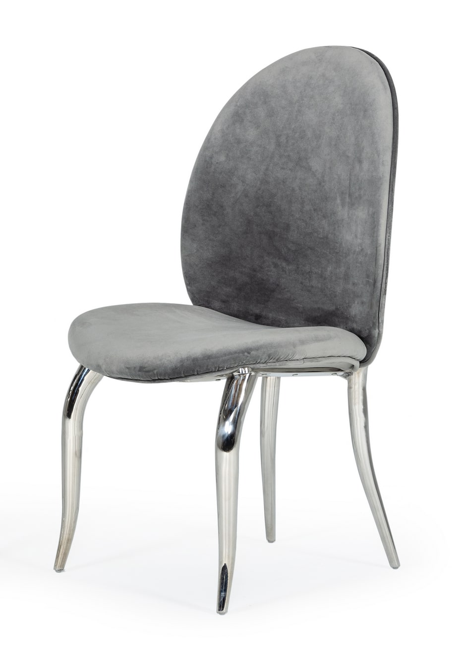 Vince - Glam Grey Velvet Dining Chair Set of 2