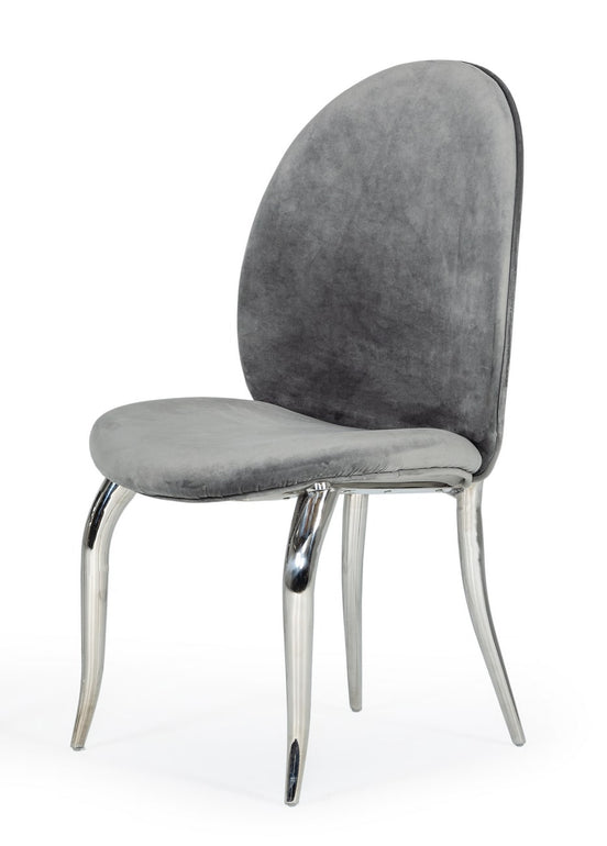 Vince - Glam Grey Velvet Dining Chair Set of 2