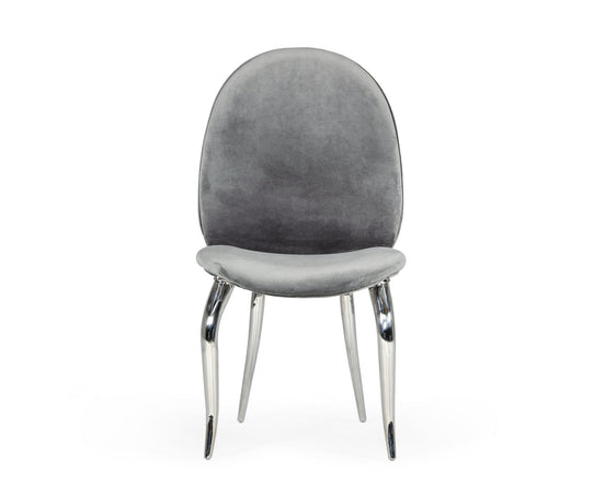 Vince - Glam Grey Velvet Dining Chair Set of 2 - image 2