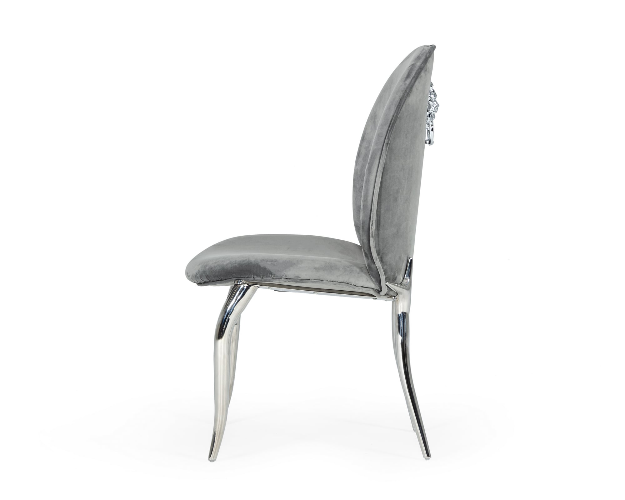 Vince - Glam Grey Velvet Dining Chair Set of 2 - image 3