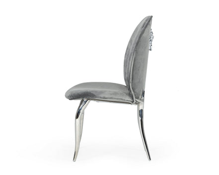 Vince - Glam Grey Velvet Dining Chair Set of 2 - image 3