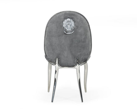 Vince - Glam Grey Velvet Dining Chair Set of 2 - image 4