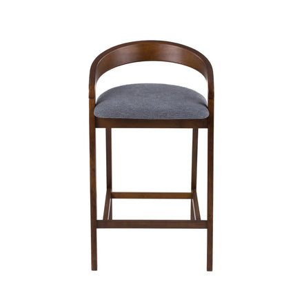 Vougler - Modern Grey Fabric + Walnut Counter Chair (Set of 2) - image 2