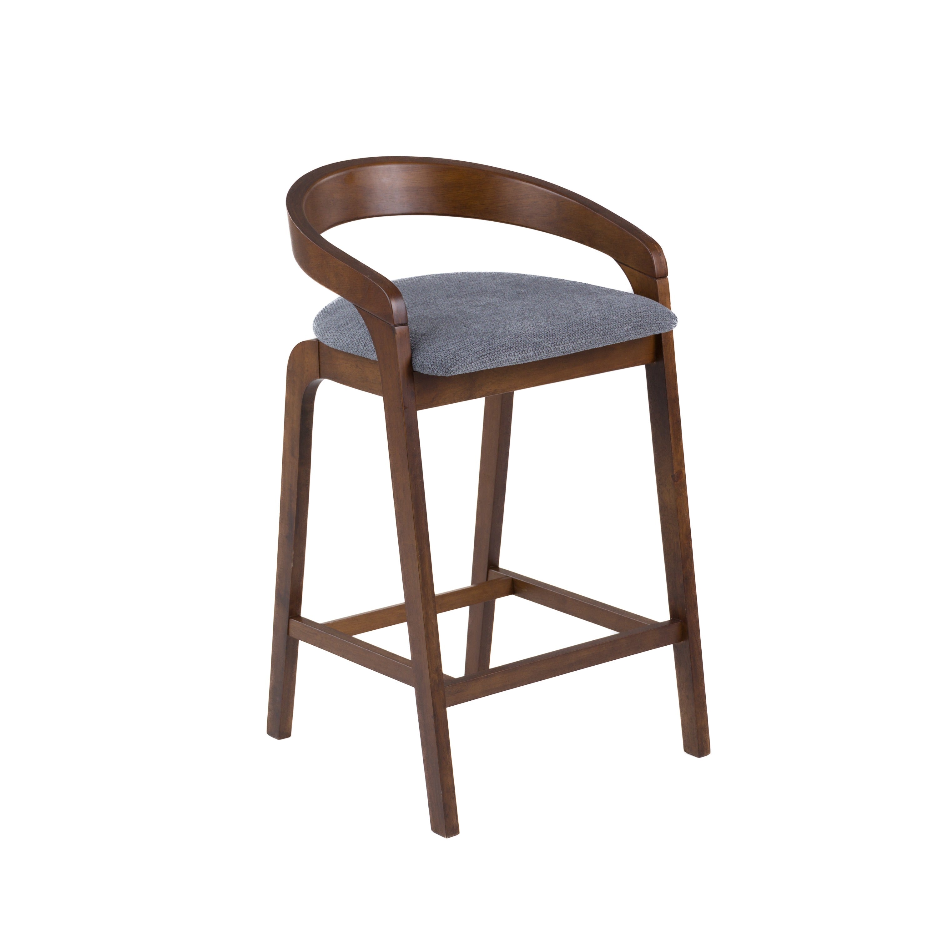 Vougler - Modern Grey Fabric + Walnut Counter Chair (Set of 2) - image 3