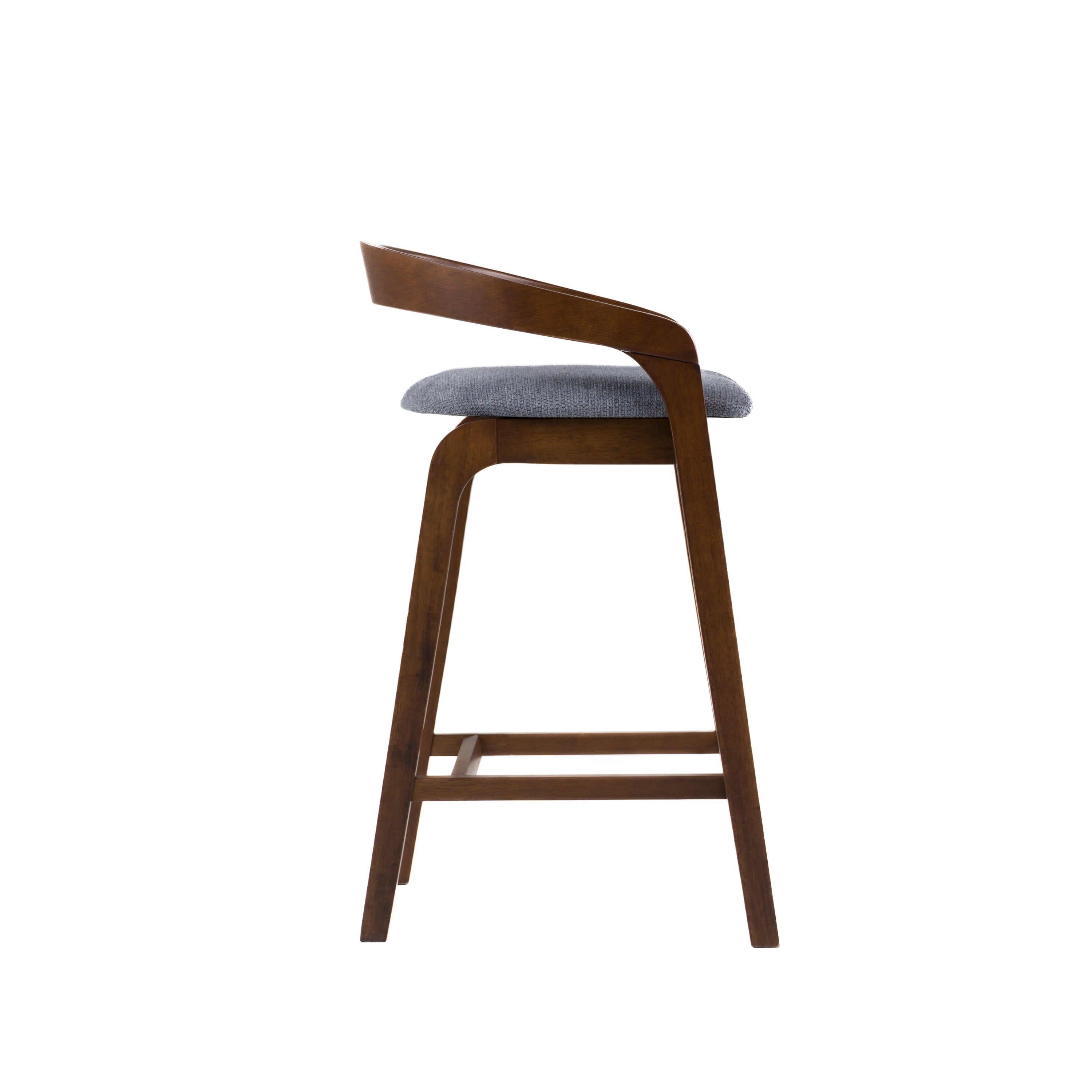 Vougler - Modern Grey Fabric + Walnut Counter Chair (Set of 2) - image 4