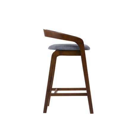 Vougler - Modern Grey Fabric + Walnut Counter Chair (Set of 2) - image 4