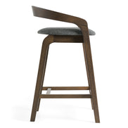 Vougler - Modern Grey Fabric + Wenge Counter Chair (Set of 2) - image 3