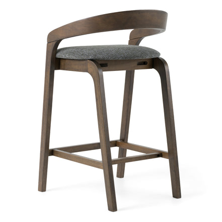 Vougler - Modern Grey Fabric + Wenge Counter Chair (Set of 2) - image 5