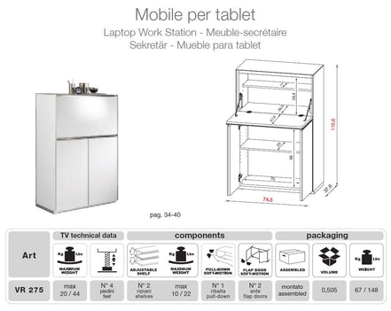 VR275 Verona White TV Entertainment System Made In Italy - image 4