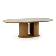 Walbrook - Modern Faux Travertine Ceramic + White Oak Oval Dining Table - image 3