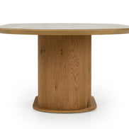 Walbrook - Modern Faux Travertine Ceramic + White Oak Oval Dining Table - image 5