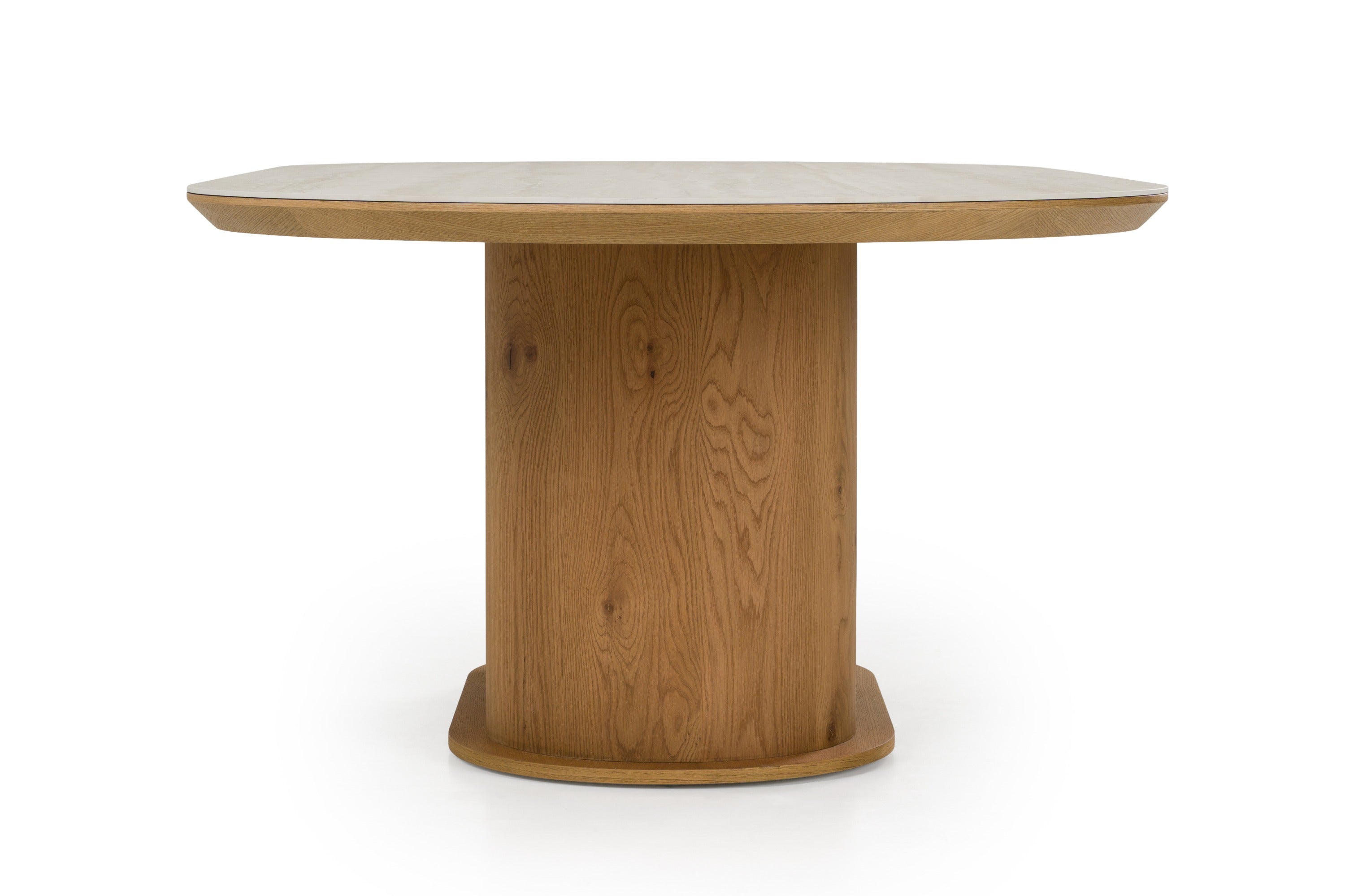 Walbrook - Modern Faux Travertine Ceramic + White Oak Oval Dining Table - image 5