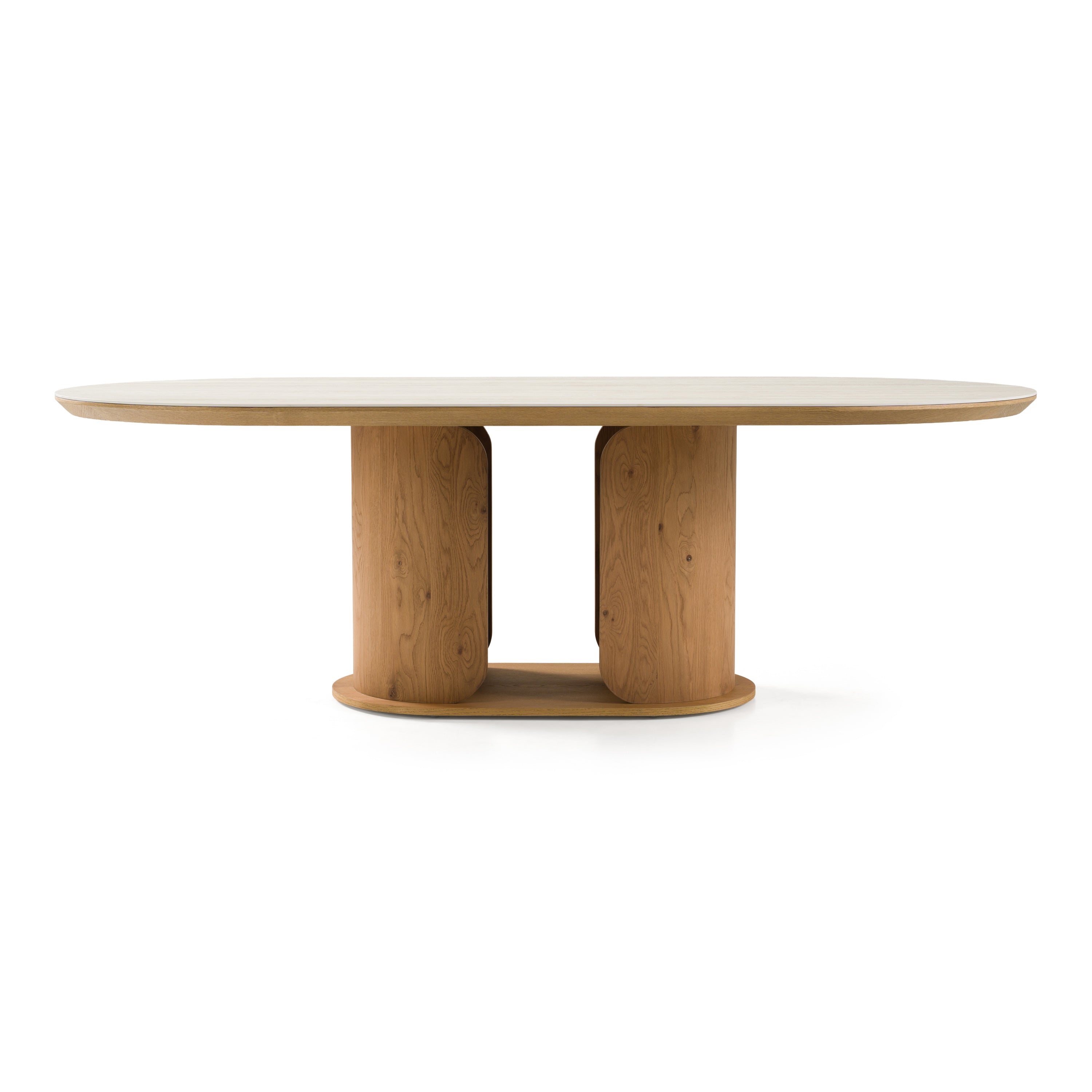 Walbrook - Modern Faux Travertine Ceramic + White Oak Oval Dining Table - image 2