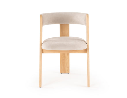 Washington - Modern Cream Velvet + Natural Oak Dining Chair (Set of 2) - image 2