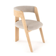 Washington - Modern Cream Velvet + Natural Oak Dining Chair (Set of 2) - image 3