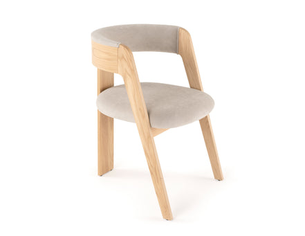 Washington - Modern Cream Velvet + Natural Oak Dining Chair (Set of 2) - image 3